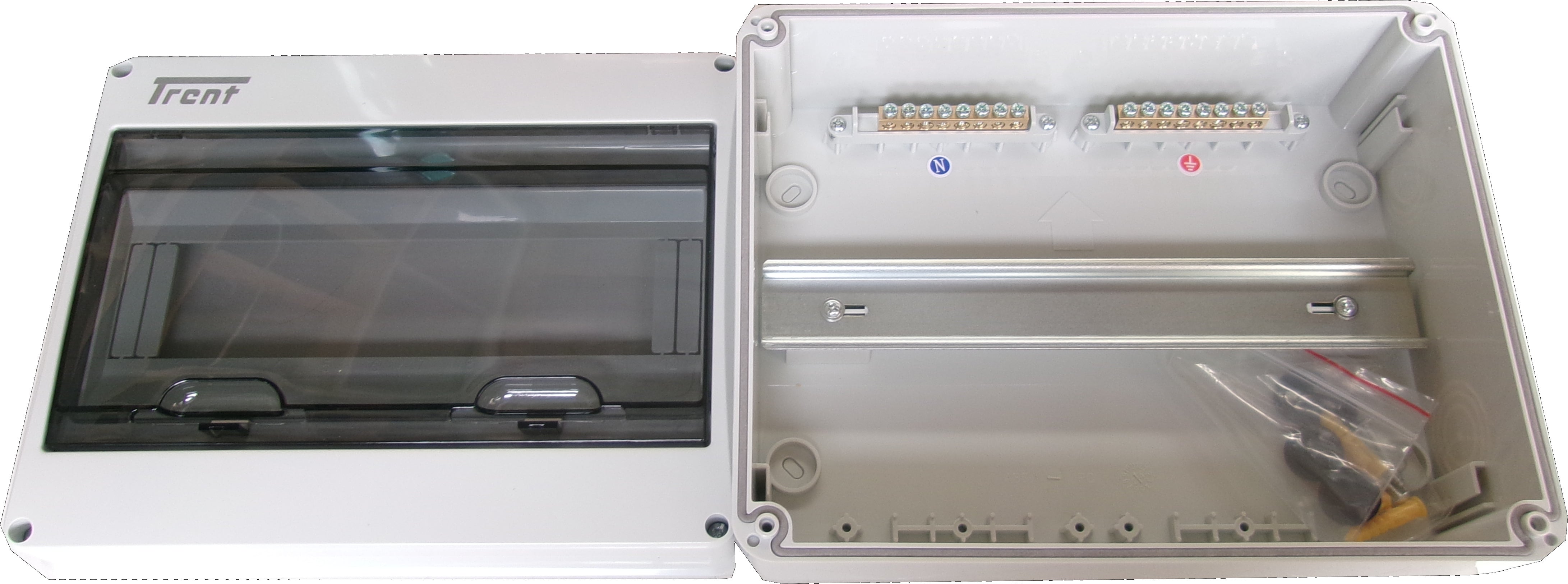 CHA-HT 12WAYS IP65, 12 Module Compact Distribution Boards, ABS/PC, Panel Mounted IP65, 8 x PE and 8 x N Conductor Terminals
