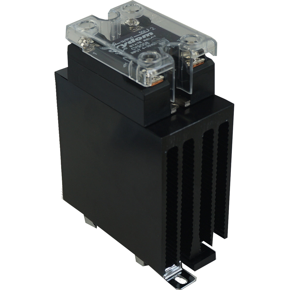 HS201DR + CY9008, Panel or Din Rail Mount Heatsink, 4-32VDC Control Input, 48-660VAC Output, 28 Amps @ 40 Deg C ambient, with IP20 Cover