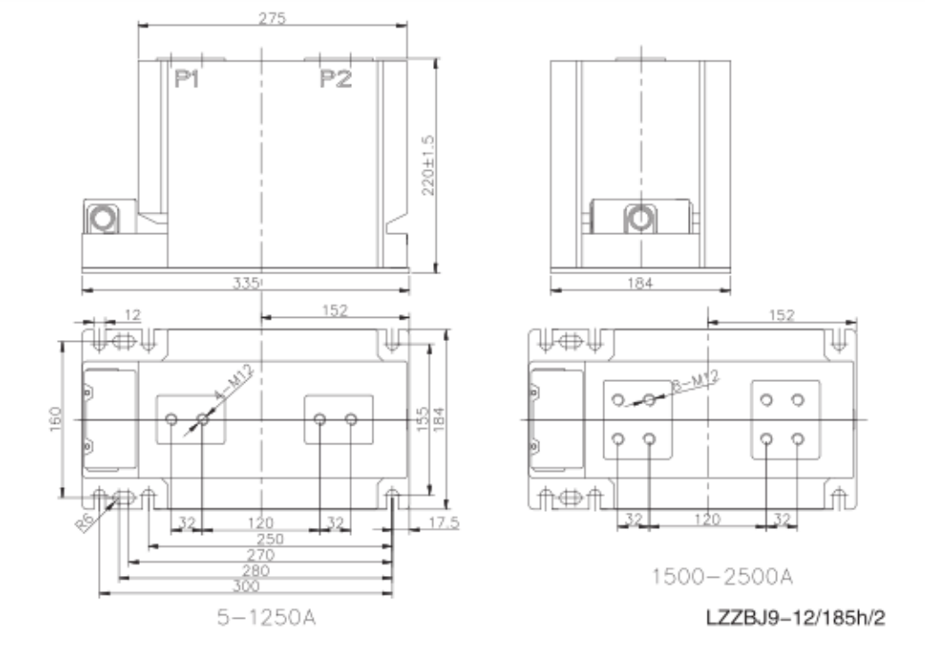 LZZBJ6-12/185h/2 400/1A 5P20 10VA 6.6kV, HV Protection Class Current Transformer