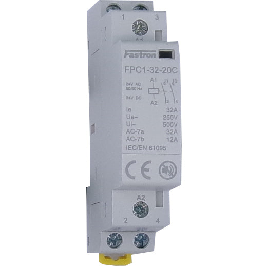 FPC1-25-20C-24VAC/DC, Two Pole 2 x SPST NO Modular Contactor 230VAC 25 Amp, 24VAC/DC 50/60Hz Coil Voltage, Hum Free