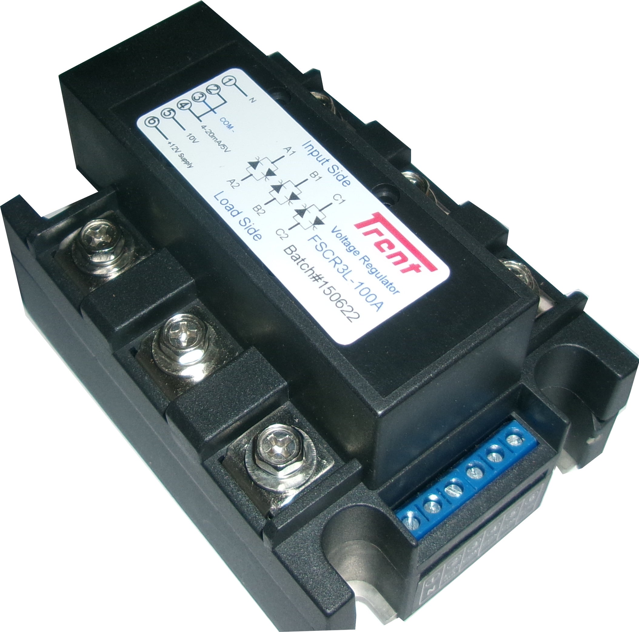 FSCR3L-100A, Three Phase Proportional Phase Control Module, 4-20mA,0-10V,1-5V,10K POT Input, 400VAC, 100 Amp Per Phase, Also referred to as 3 Phase Voltage Regulator