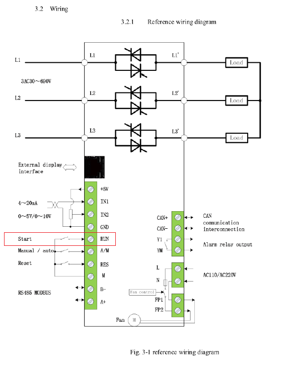 FY3 Series, Phase/Burst Controller for Primary Control of Transformer (Phase angle mode only), For 3 wire or 4 Wire loads, 400VAC, 50 Amps per Phase @ 50 Deg C