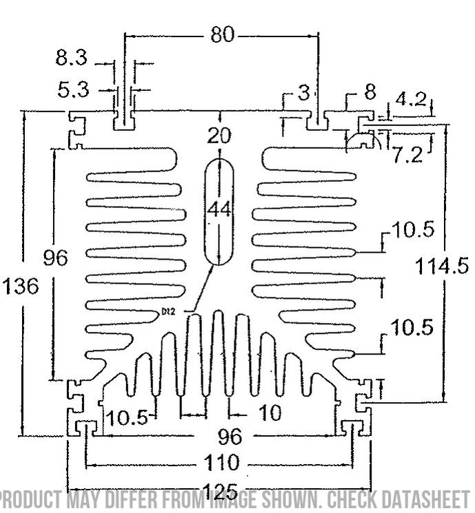 H31/110M-F-D-T, Fan Cooled Heatsink 110mm, Milled, Drilled and Tapped for 3 Phase SSR with Thermal Overload, 0.15°C/Watt
