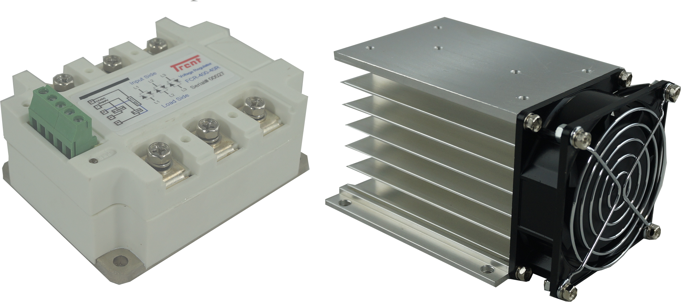 HS212DR-F & FCR-400-40R, Three Phase, Phase Angle Controller, 4-20mA,0-10V,500K POT Input, 400VAC, 36 Amp @ 40 Deg C, Din Rail Mount