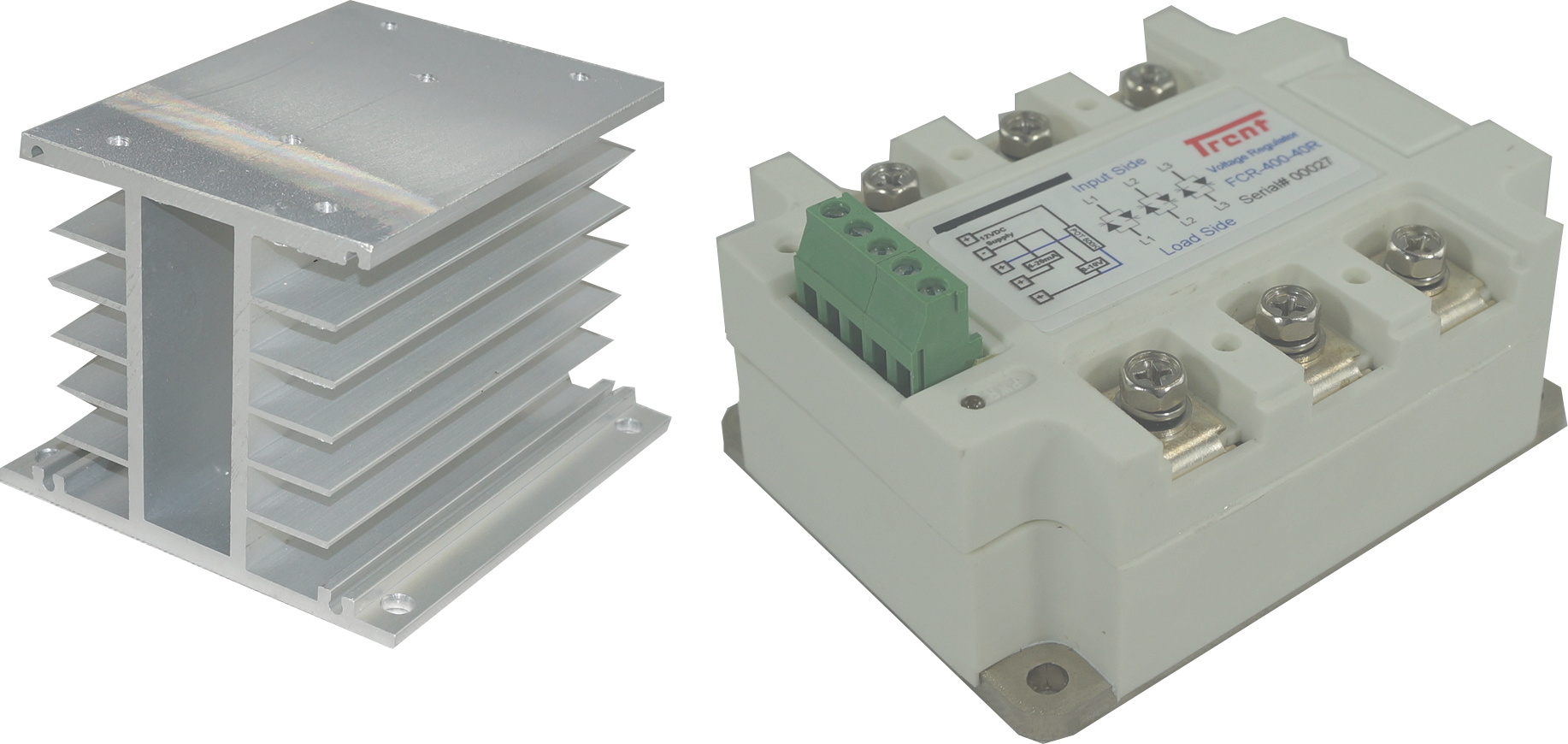 HS212DR & FCR-400-40R, Three Phase, Phase Angle Controller, 4-20mA,0-10V,500K POT Input, 400VAC, 20 Amp @ 40 Deg C, Din Rail Mount