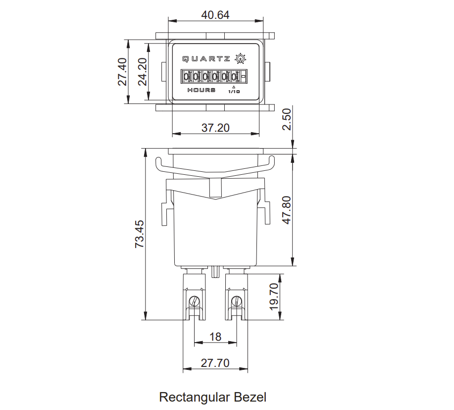 LD12F1 10-80VDC, Hours Run Meter 10-80VAC, 37x24mm Panel Mount