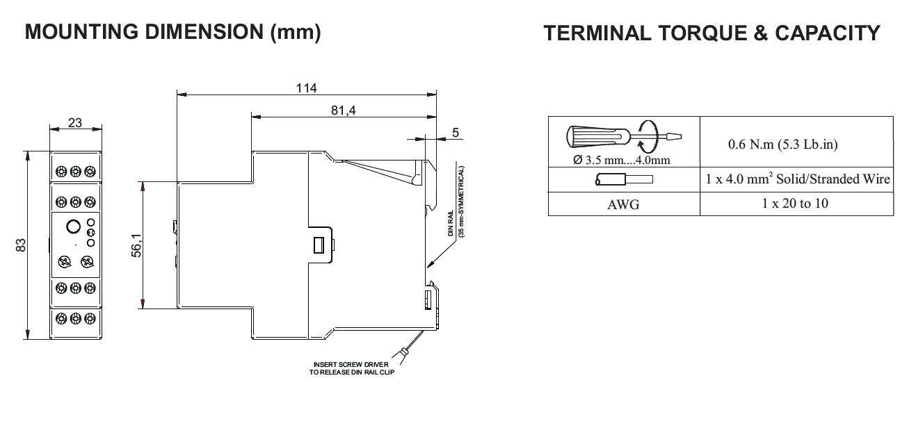 IMR122, Insulation Monitoring Relay For 0-520VAC 13.5-440Hz System with 2 Outputs (1 C/O + 1NO), Aux Supply Voltage 24-240VAC/DC. L/PE Moitoring