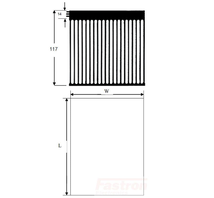 P6Y240/405FR, Heat Sink 117mm x 240mm Wide x 405mm Long Milled