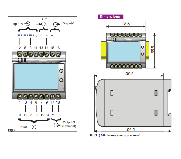 Rish Con P 4WUB 100-500V 1/5A 60-300U 10 D Z, Active Power/Phase Angle/Power Factor Transducer 4 wire, 100-500V, 5Amp measurement,60-300VAC/DC Supply, 1 x 0-20mA/4-20mA/0-10V Output, with Display & RS485