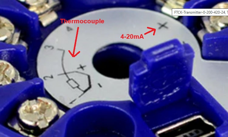 FTCK-Transmitter-0-200-420-24, Type K , 4-20mA Transmitter, 0 to 200 Deg C, 24VDC Supply