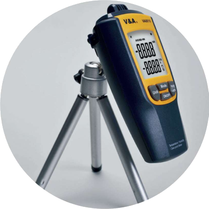 VA8010, Temperature & Humidity Tester with Dew Point (TD). Range -10 to 50 Deg C Accuracy +/-1 Deg C. Resolution 0.1 Deg C Humidity 5-95%RH Accuracy +/-3%RH, Resolution 0.1%RH