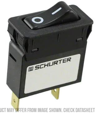 4435.0254 TA35-CFTBL100C0, 1 Pole Rocker Switch, Non Latched, 10 AMP, 240VAC, 60VDC with Thermal Overload Protection, Faston Connection, No Illumination, Black with White I/O