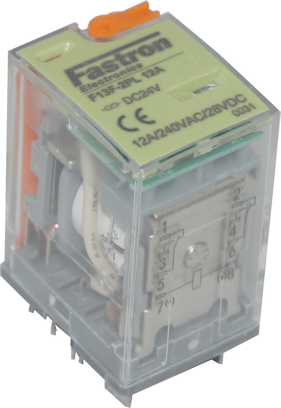 F13F-2PL 12A 24VDC Relay, 2 x 12 Amp Form C, 250VAC/30VDC Load, 240VAC Coil-Relay-Fastron Electronics-Fastron Electronics Store