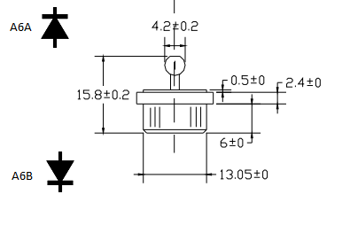 A6B-35-04, Rectifier Diode Press Fit 35 Amp, 400V, Wire End, Cathode stud