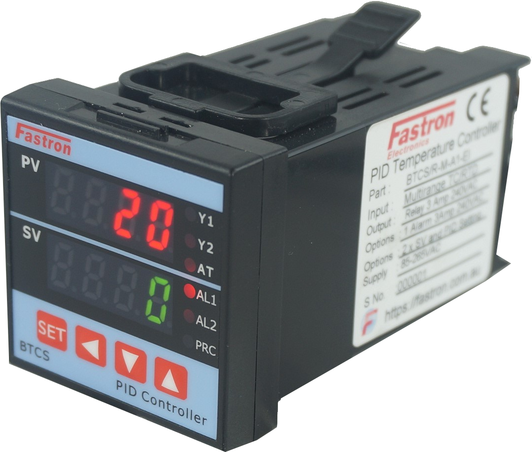BTCS/R-M-A1-DR, PID Controller 48x48mm, 85-265VAC, Relay Output 1 Alarm, Relay Cooling, Multirange TC/RTD/Relay 3 Amp (Resistive)Input