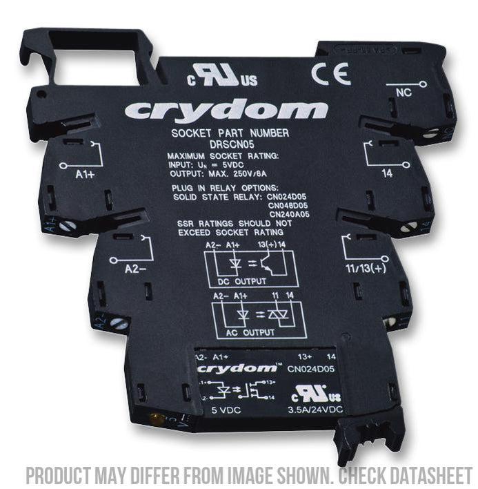 DRA-CN240A24, Slimline Relay & Socket, 15-30VDC Coil, 2 Amp 24-280VAC Load