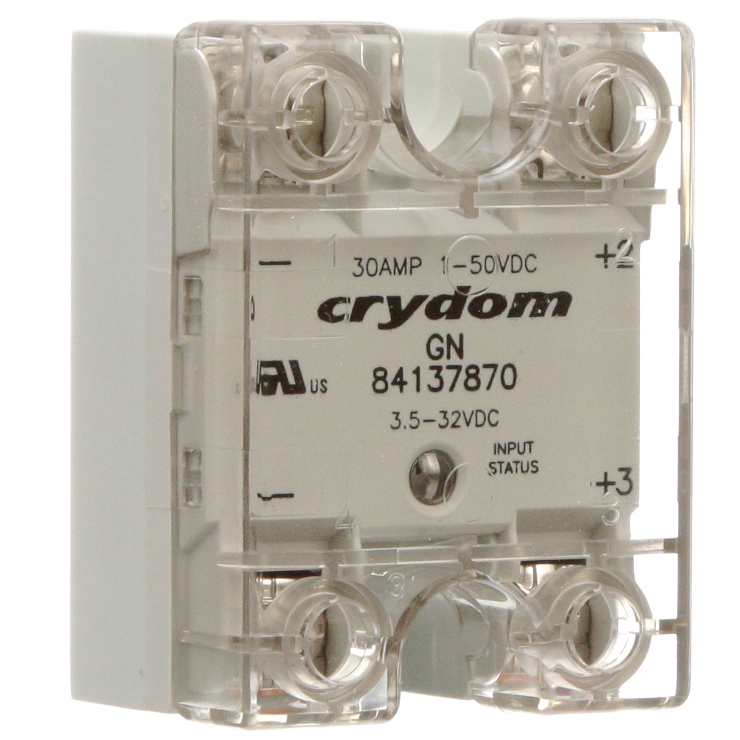 84137870, SSR DC 4-32VDC control, 30A, 50VDC Load, with LED Indicator and IP20 Cover