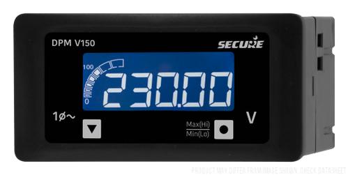 DPM48V150-2, 48mm x 96mm LCD Digital Voltmeter, 57.5-250VAC Input, 0.5% Accuracy, 40 to 300VAC/DC Supply, IP54 (Optional IP65)