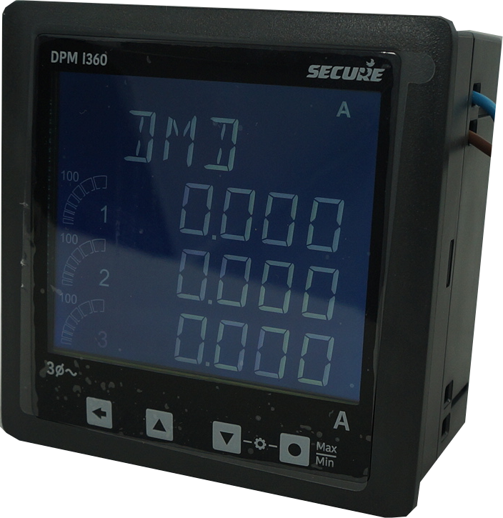 DPM96I360-2, 96mm x 96mm LCD Digital AC Ammeter, 3 Phase 0-6 Amp CT Inputs, 0.5% Accuracy, 40 to 300VAC/DC Supply, IP54 (Optional IP65)