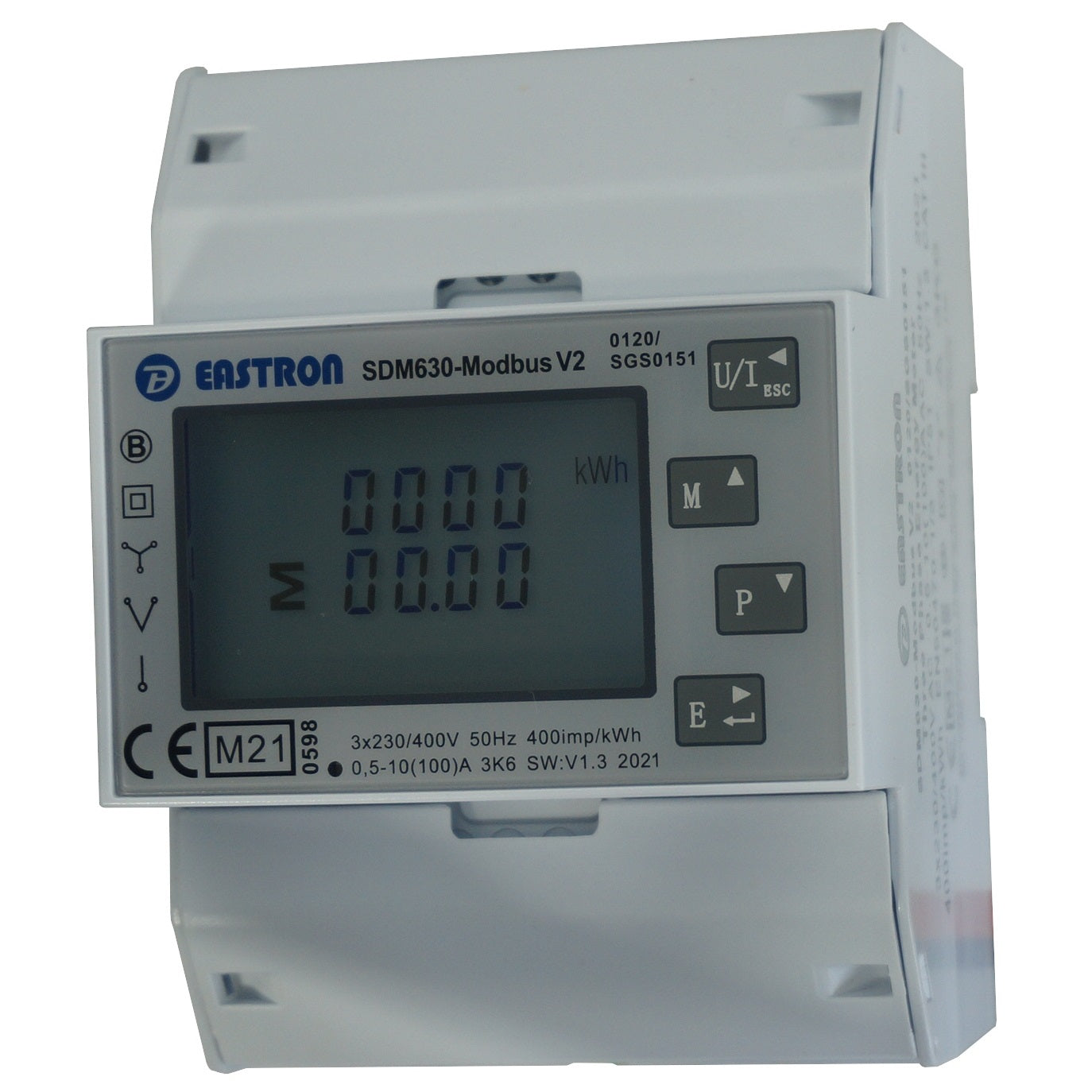 SDM630Modbus-MID-V2-GROWATT-SOLAX, DIN Rail Mount kWh Meter, 3 Phase, Class 1, 100Amp Direct Connect, w/ 2 x pulse outputs and RS485 Modbus RTU Comms, MID Approved, Special 100mS Communication response time