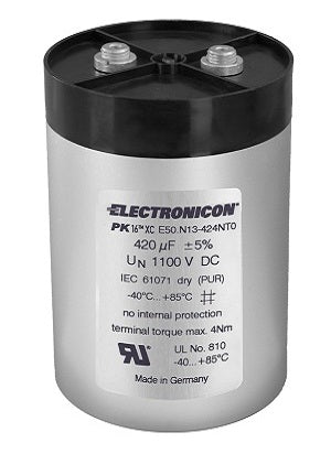 E50.R22-235NTO 2295uF 700VDC, DC Link, 120Amp, H:220mm x D:116mm, M12 Mounting Stud, M6 Terminals