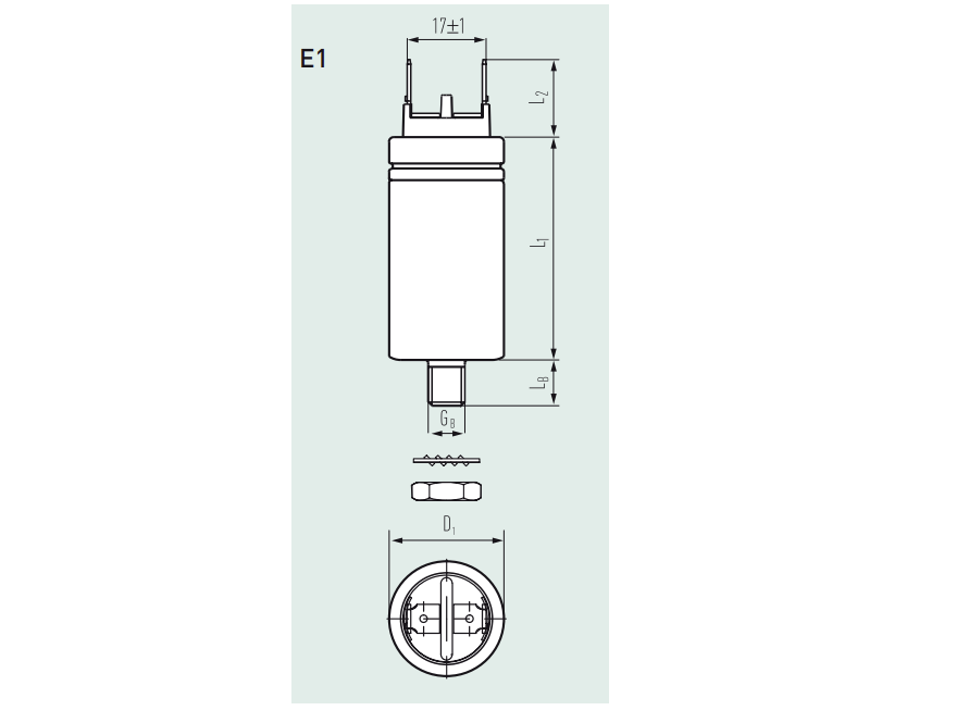 E62.E81-153E20, 15uF, 40x81mm Heavy Duty AC/DC Film Power Capacitor w/Stud -40 to 85 °C 200,000 hrs, Voltage: 640VAC/1000VDC