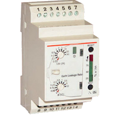 RCR-V30-400V, Earth Leakage Relay 30mA to 30 Amp Range, 400VAC Supply, Din Rail Mount, 1 x SPDT, 1 x SPNO Relay