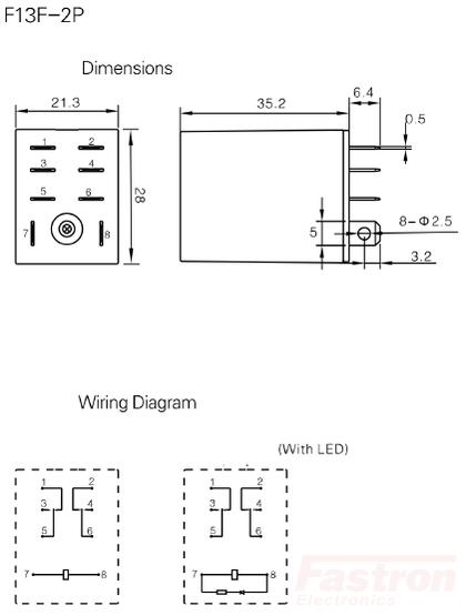 F13F-2PL 12A 24VDC + F13F-2Z-C4, Relay DPDT 2 x 12 Amp, 250VAC/30VDC Load, 24VDC Coil-Relay-Fastron Electronics-Fastron Electronics Store