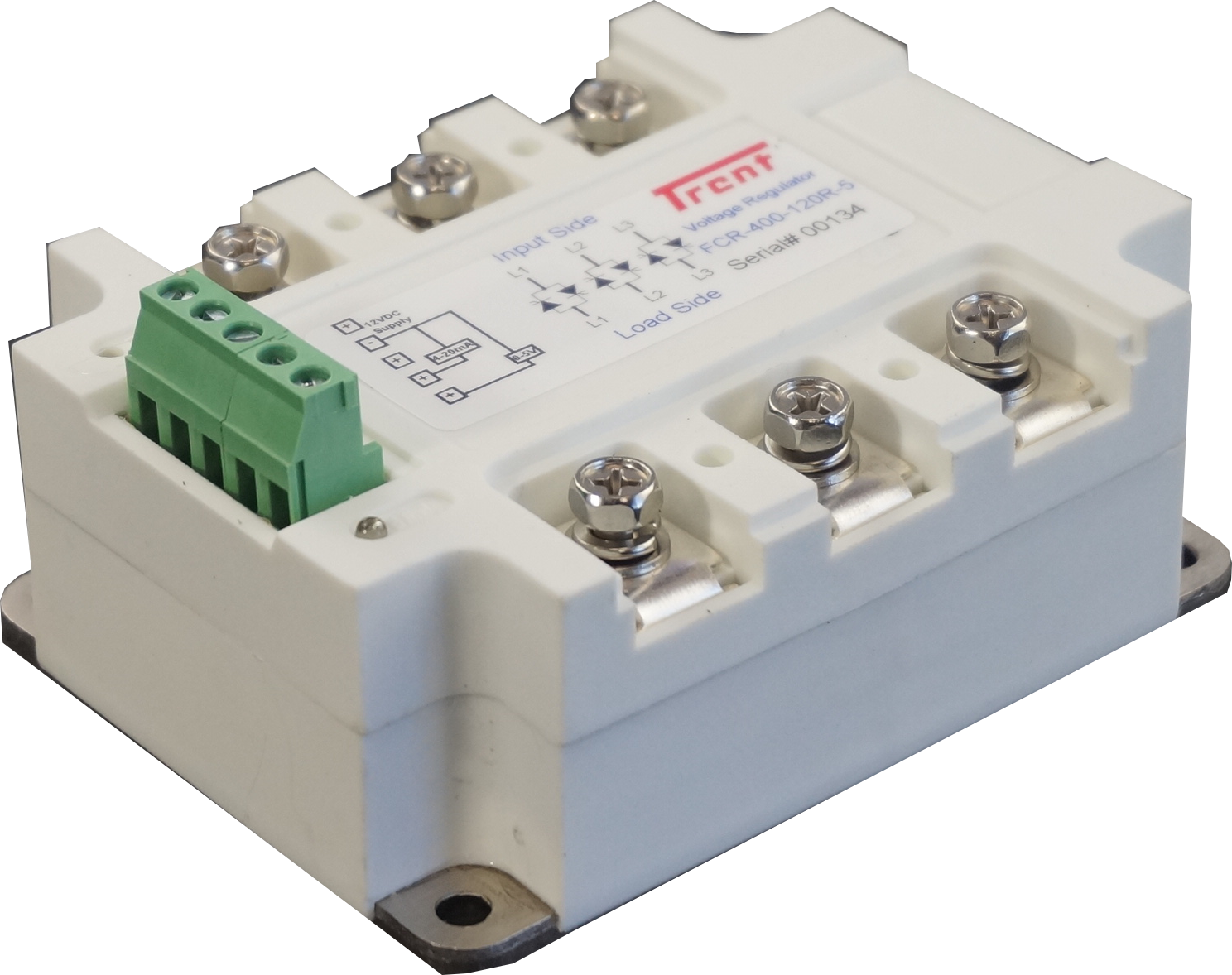 FCR-400-120R-5V, Three Phase Proportional Phase Control Module, 4-20mA,0-5V Control input 400VAC, 120 Amp Per Phase, Voltage Regulator