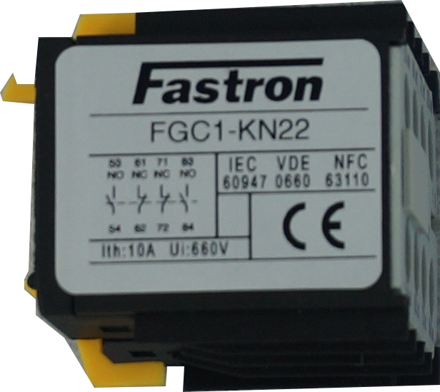 FGC1-KN22, 6 Amp Snap on Auxiliary Contacts for FGC1-K Series Miniature Contactors, 2 x NO, 2 x NC Aux Contacts