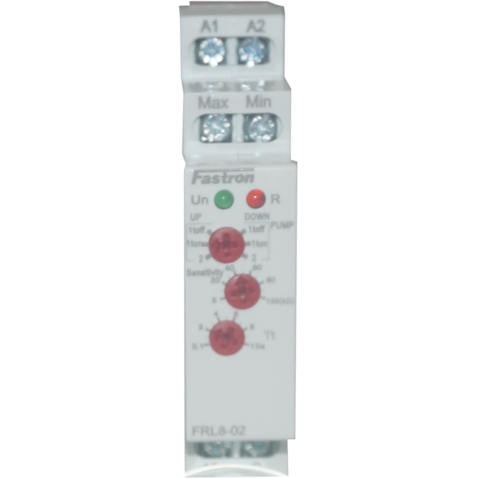 FRL8-02, Liquid Level Control Relay, 240VAC or 24VAC/DC Aux Supply 16 Amp changeover/SPDT, 1 or 2  Level Control