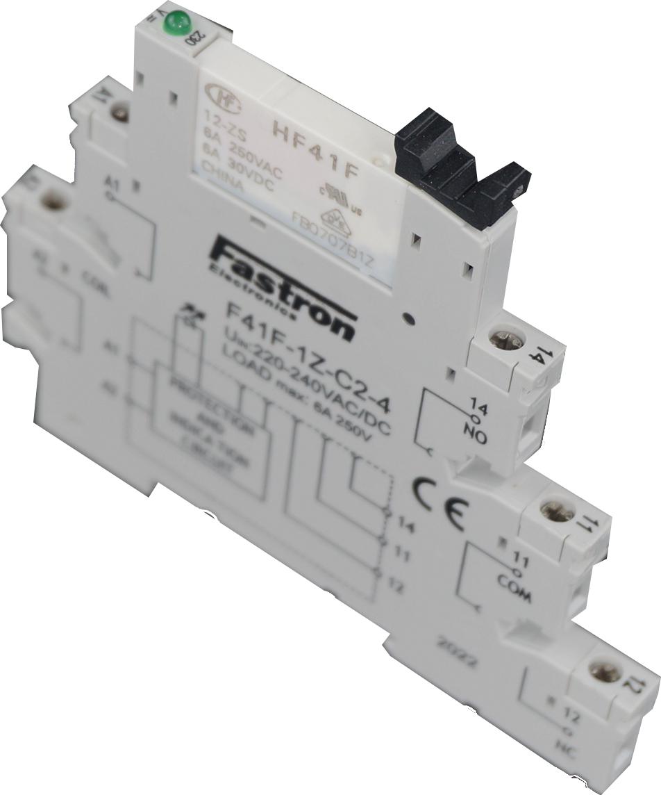 F41F-1Z-C2-1-12VDC, Slim Relay & Socket with Screw Terminals 12VDC Coil, 6 Amp @ 30VDC/250VAC
