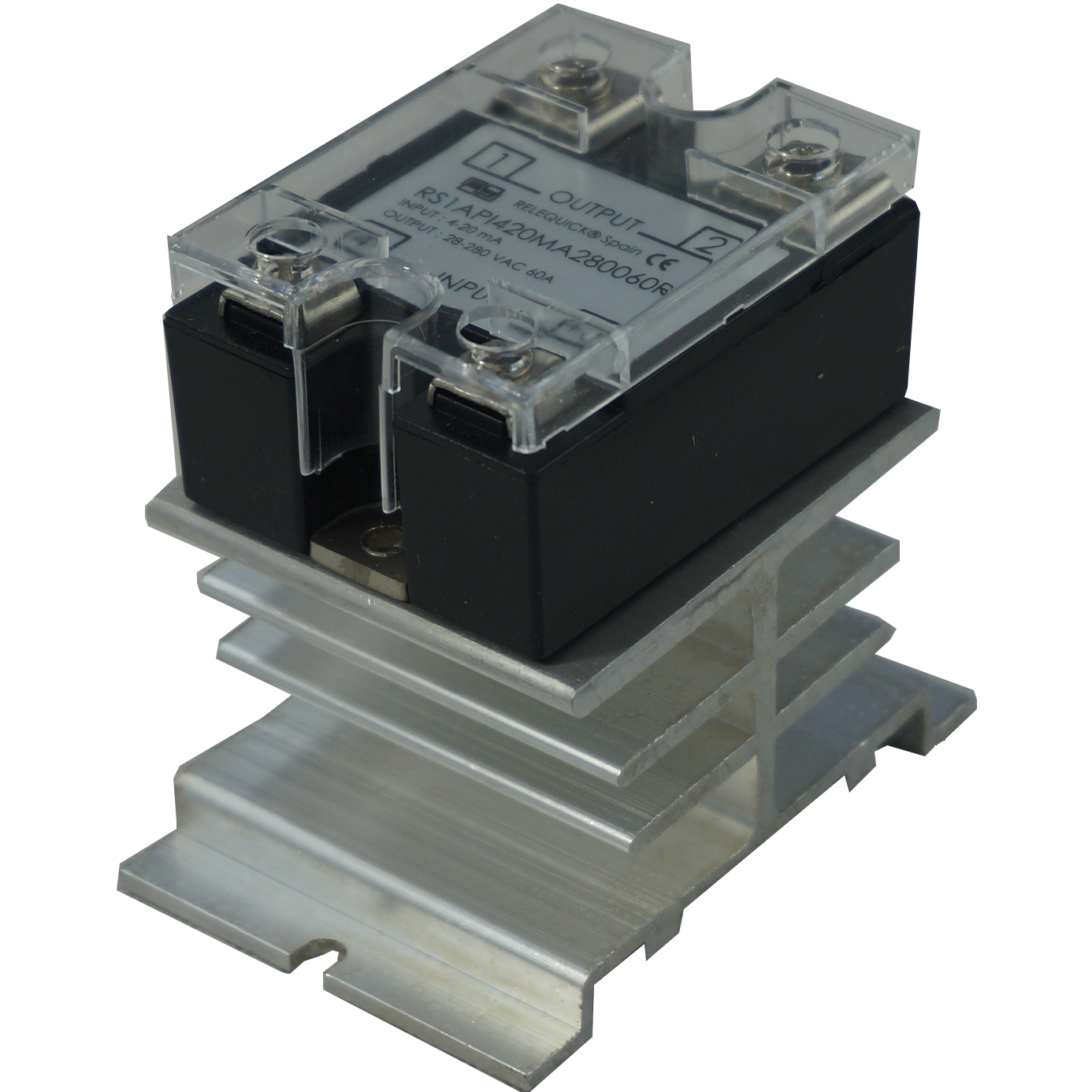 HS211A + RS1API420MA280025R, Single Phase Proportional Phase Controller with Heatsink, 4-20mA Input, 240V, 25 Amps, Panel Mount
