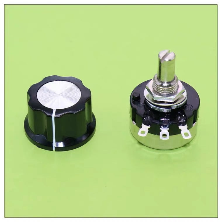 RV24YN20S-B103 + GSBKA03-60, Single Turn Potentiometer (Standard) Linear 10K Ohm Panel Mount, Includes Platic Knob and Panel Position Indicator