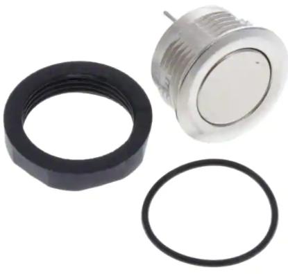 3-109-091, MCS 16, Metal Switch 16mm Short Stroke with Green/Red Point Illumination, 125mA @ 4-48VDC, 1 Million Ops, Pin Terminals with Soldering aid, Ag Contact material, OFF - (ON), IP67