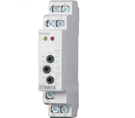 MVR 54N 400VAC, Voltage Monitoring Relay, 3 Phase 4 wire, 415VAC Over/Under Voltage Detection, 1 x CO SPDT 8 Amp Contact, Adjustable Timer Delay, Adjutsable Upper and Lower Voltage Limits