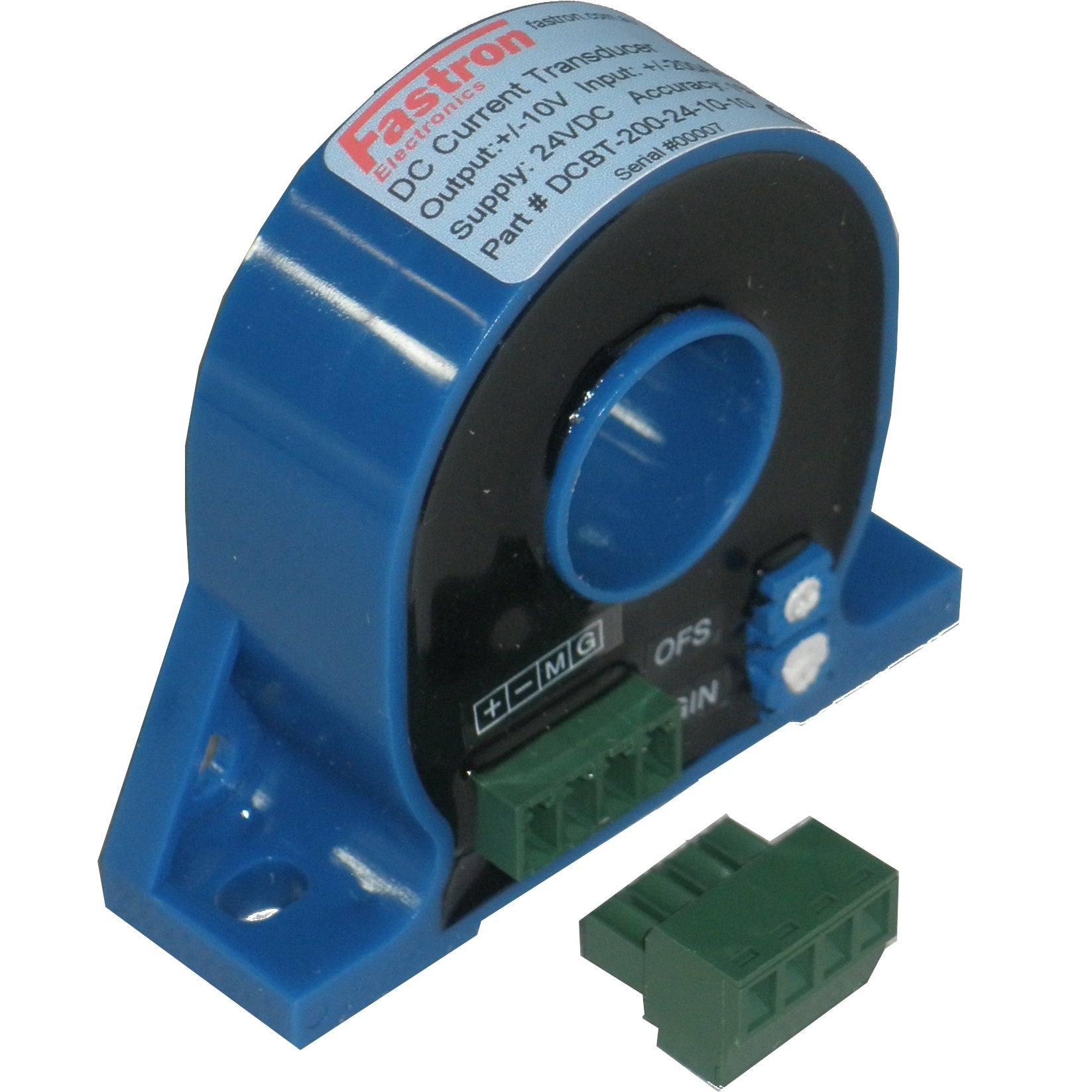 DCBT-050-24-10-10, Hall Effect DC Current Transducer, +/-50 Amp DC, +/-10VDC bipolar output, 24VDC supply, 20mm Aperture