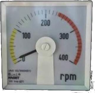 BQ2207-400RPM-0-10V, 96x96mm, 0-10VAC Input Voltmeter, 0-400rpm Yellow mark: 0-100rpm Red mark : 235-400rpm Shipversion Scale illumination