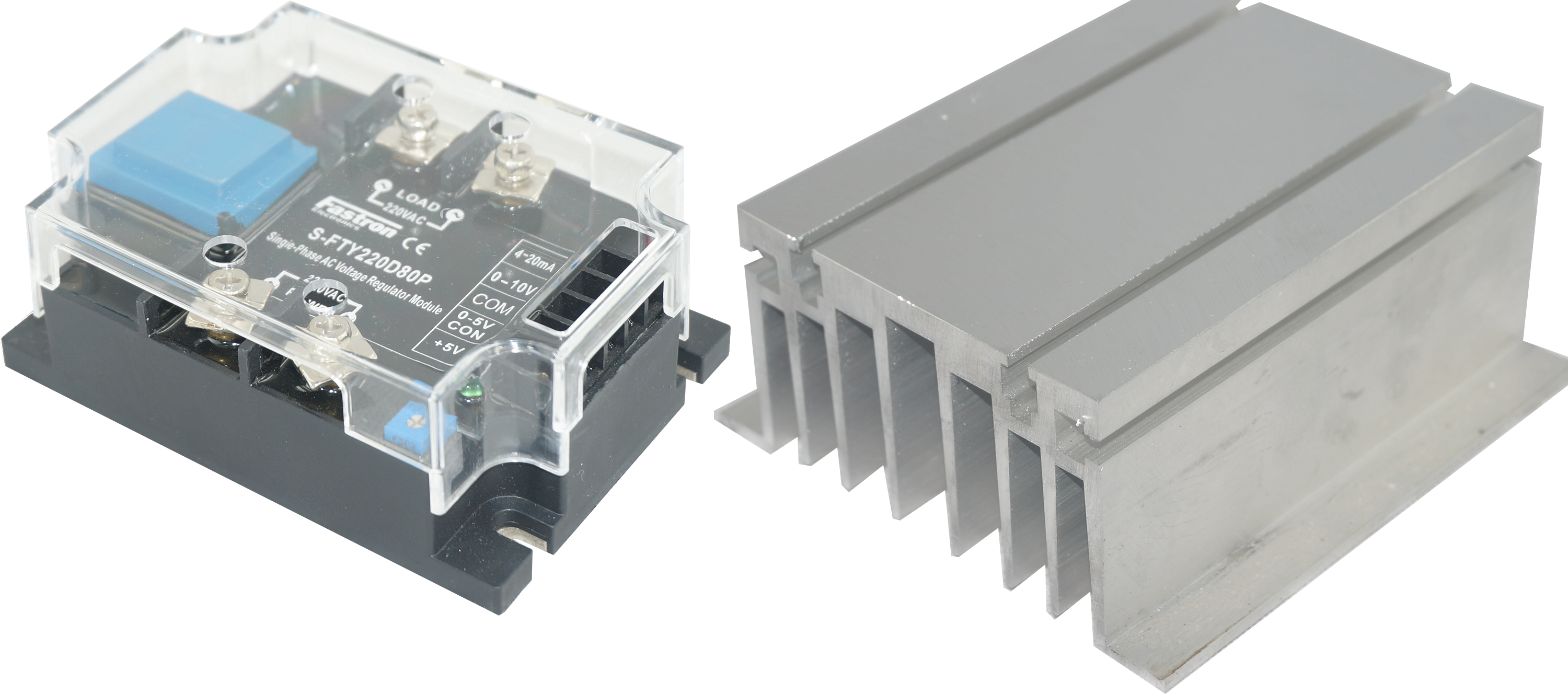 H71/110M & FJTY220D80P, Single Phase Intelligent Phase or Burst Controller with 2 second Soft Start, 4-20mA,0-10V,0-5V,10K POT Input, 220VAC, 35 Amp @ 40 Deg C