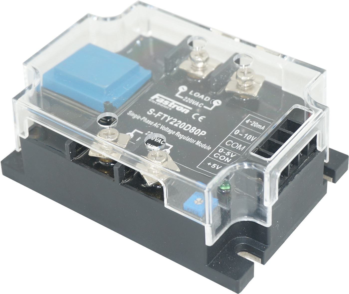 S-FTY220D80P, Single Phase Proportional Phase Control Module, 4-20mA,0-10V,0-5V,10K POT Input, 220VAC, 80 Amp Per Phase