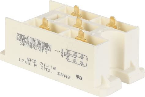 SKD 31/16, Three Phase Diode rectifier Bridge, 44 Amp, 1600V replaces Powersem PSD25T/16