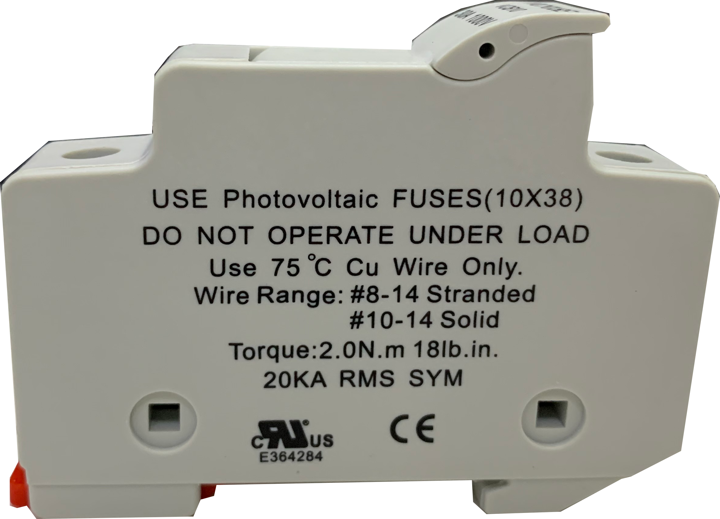 VCB10-30 2P 1000V, DIN Rail Mount Fuse Holder Two Pole for 10.3 x 38mm, 1000VDC Solar gPV Fuse