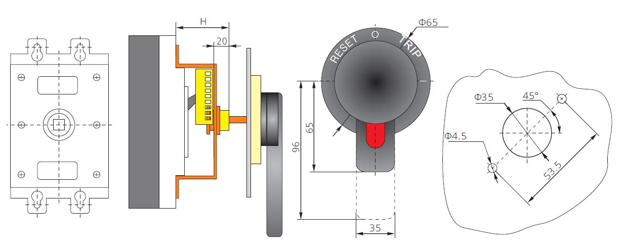 MOD1 3N ERH, Extended Rotary Handle for MCCB MOD1 Series-Moulded Case Circuit Breakers-Iskra Doo-Fastron Electronics Store