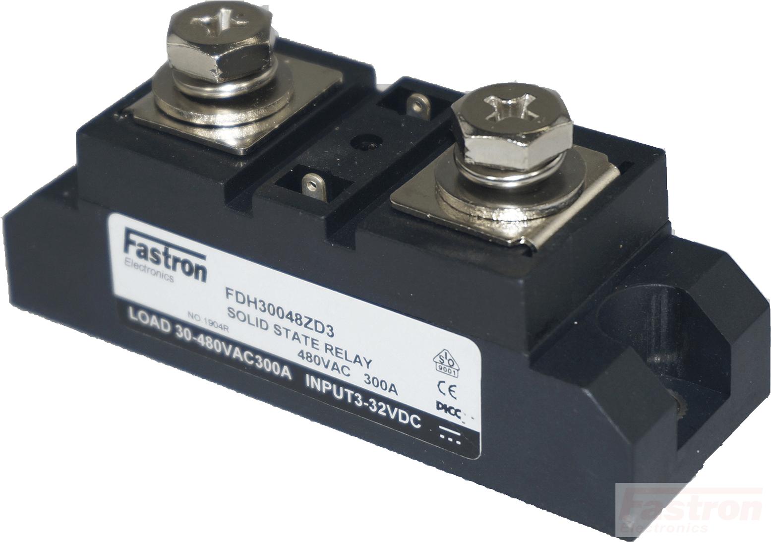 Fastron Electronics Solid State Contactor FDH30048ZD3, Solid State Relay, Contactor Style, 480VAC, 300 Amp, 3-32VDC Control, Zero Crossing, Panel Mount FE-FDH30048ZD3