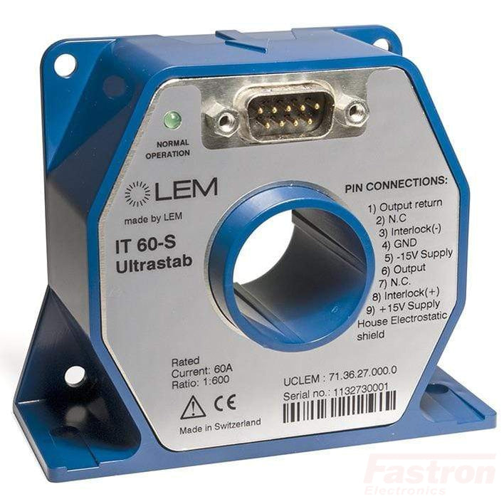IT 60-S ULTRASTAB High Precision Hall Effect Current Sensor, 60 Amp, 100mA Output, 26mm Aperture, +/-15V Supply