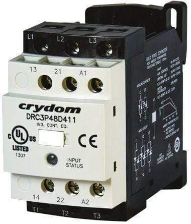 Sensata Technologies SSR AC Motor Controller AC Load DRC3P48A420, 7.6 Amp AC Semiconductor Motor Controller & Contactor, 230VAC control, 480VAC, 2 x NO aux contacts FE-DRC3P48A420