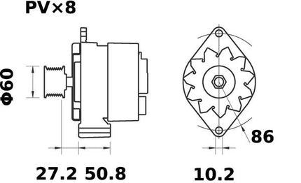 11.204.395 AAK4830 MAHLE (Letrika) Alternator, 14V 75Amp