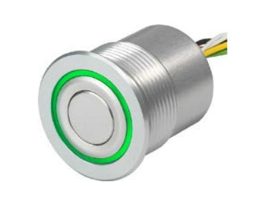 1241.6456 MCS 30, Metal Switch Short Stroke with Red, Blue, Green Ring Illumination, 125mA @ 28VDC, 1 Million Ops