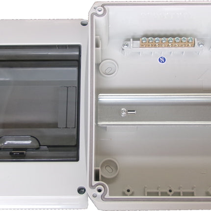 CHA-HT 12WAYS IP65, 12 Module Compact Distribution Boards, ABS/PC, Panel Mounted IP65, 8 x PE and 8 x N Conductor Terminals