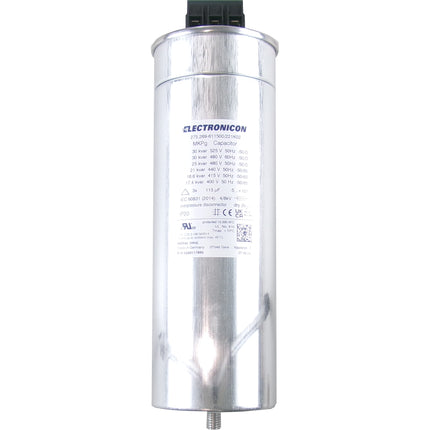 275.269-611500/221K02 30kvar 525V 50Hz, Power Factor Correction Capacitor, 3 Phase, 95 x 245(+32)mm Gas Filled, 3 x 115.5uF, Requires Discharge Resistor